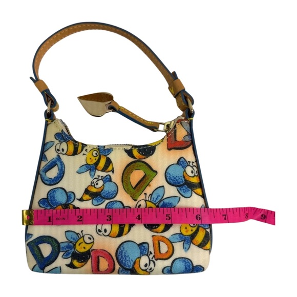 Dooney & Bourke Vintage Bee Print Mini Handbag Rainbow Zipper Pink Heart Charm - Picture 11 of 13